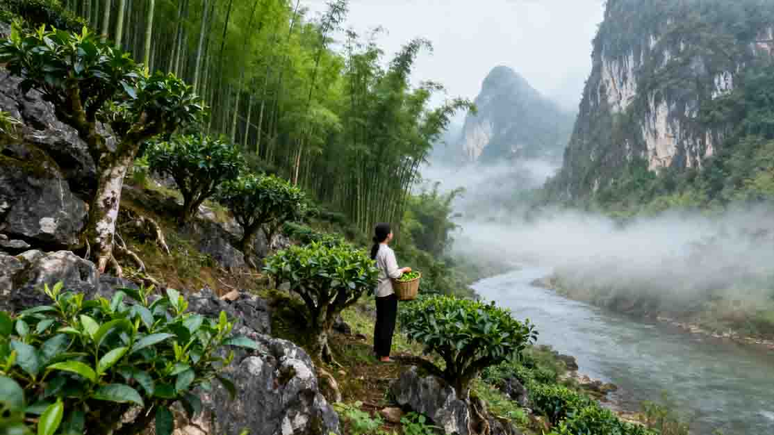 香竹林古茶园喀斯特地貌实景图